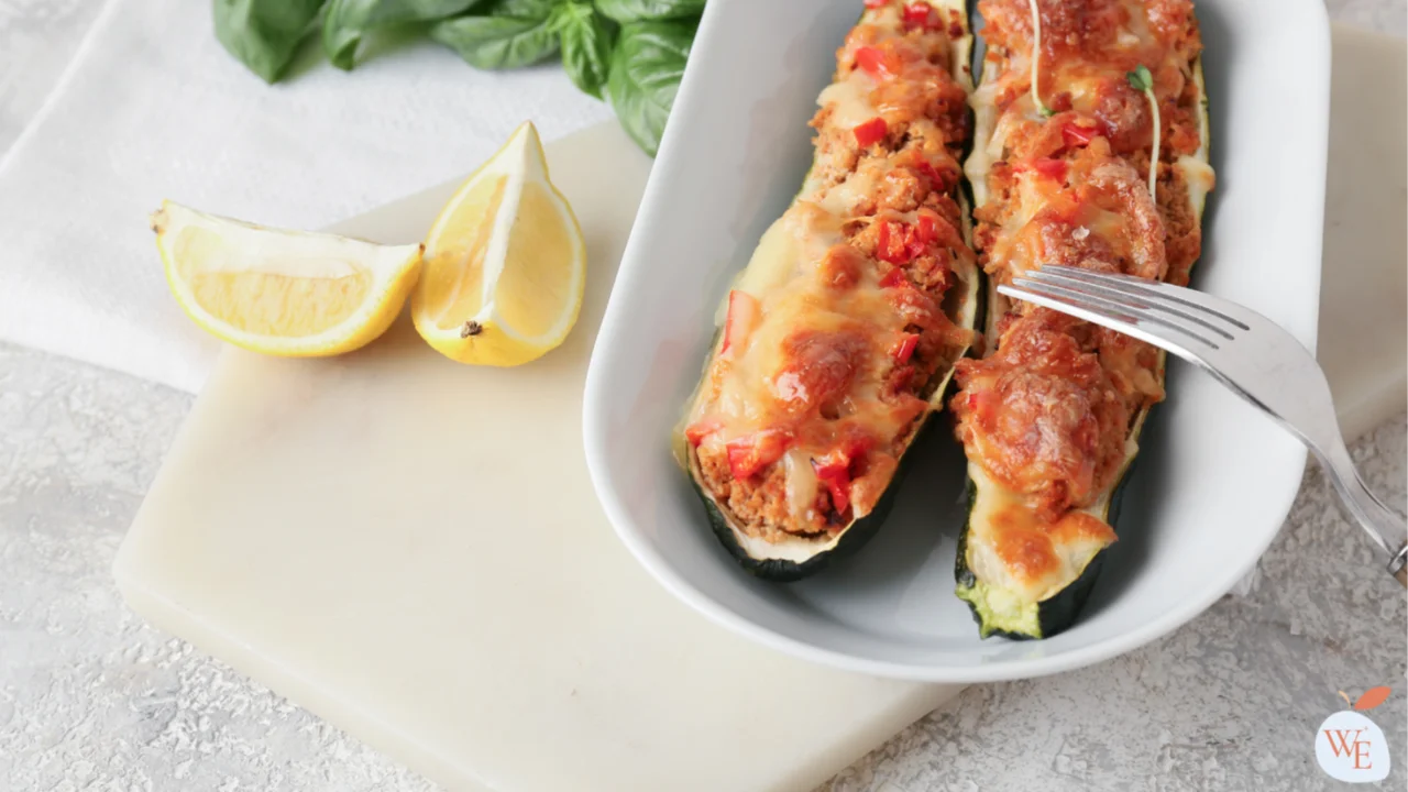 Low Glycemic Ground Beef Stuffed Zucchini Boats